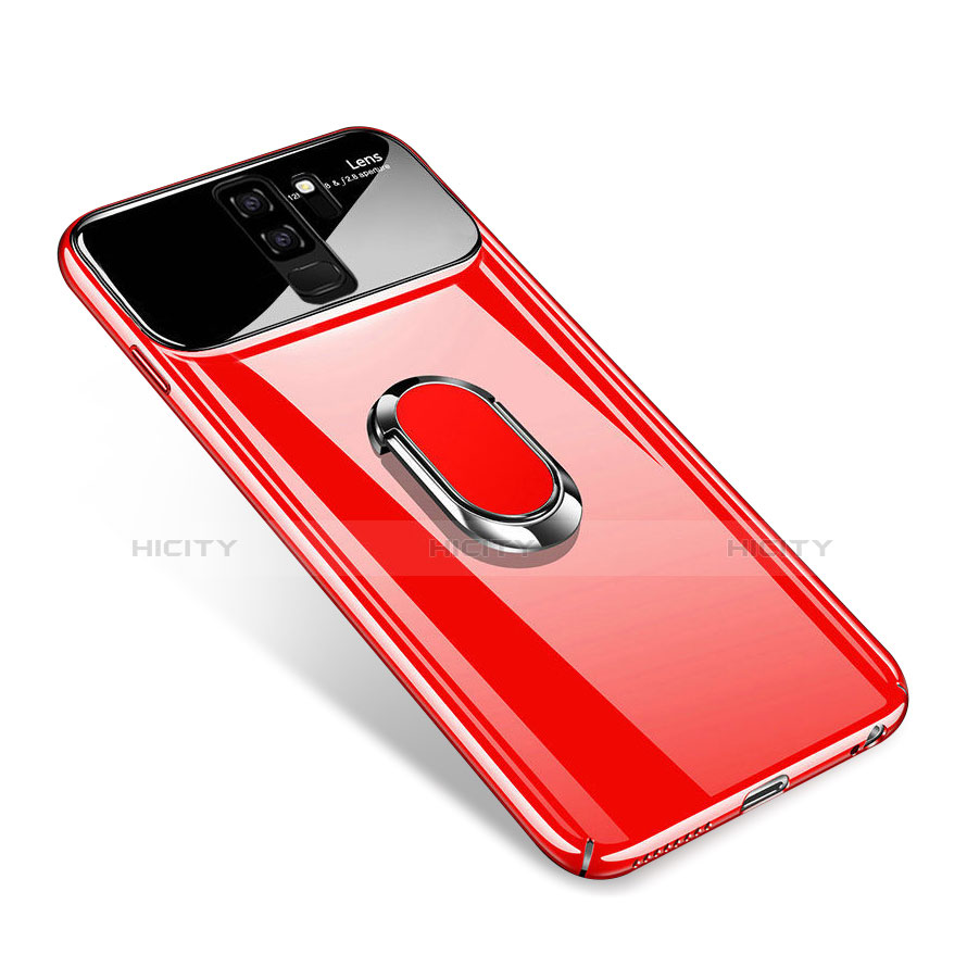 Coque Plastique Housse Etui Rigide Mat avec Support Bague Anneau Aimante A01 pour Samsung Galaxy S9 Plus Rose Rouge Plus