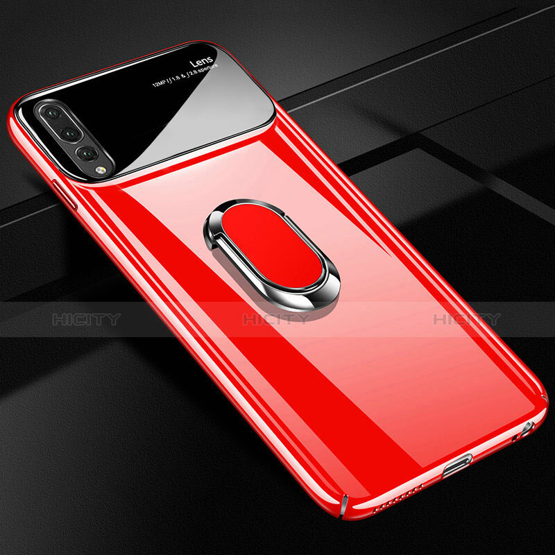 Coque Plastique Housse Etui Rigide Mat avec Support Bague Anneau Aimante Magnetique A01 pour Huawei P20 Pro Rouge Plus