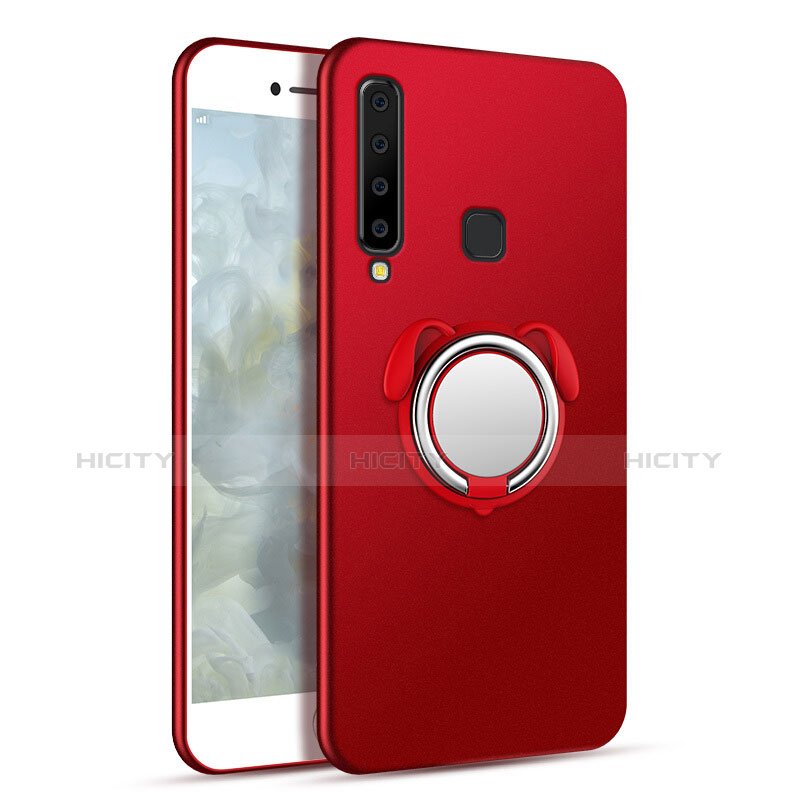 Coque Plastique Housse Etui Rigide Mat avec Support Bague Anneau Aimante Magnetique A01 pour Samsung Galaxy A9s Rouge Plus