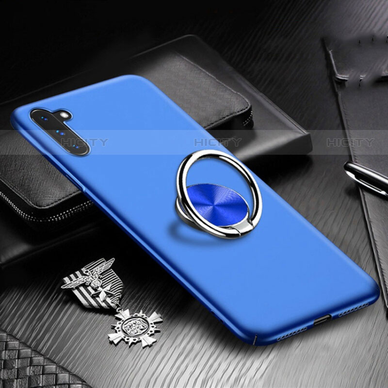 Coque Plastique Housse Etui Rigide Mat avec Support Bague Anneau Aimante Magnetique A01 pour Samsung Galaxy Note 10 Bleu Plus