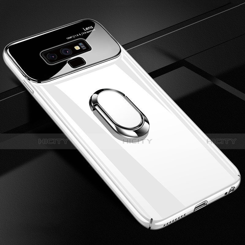 Coque Plastique Housse Etui Rigide Mat avec Support Bague Anneau Aimante Magnetique A01 pour Samsung Galaxy Note 9 Blanc Plus