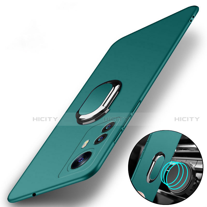 Coque Plastique Housse Etui Rigide Mat avec Support Bague Anneau Aimante Magnetique A01 pour Xiaomi Mi 12 5G Vert Plus