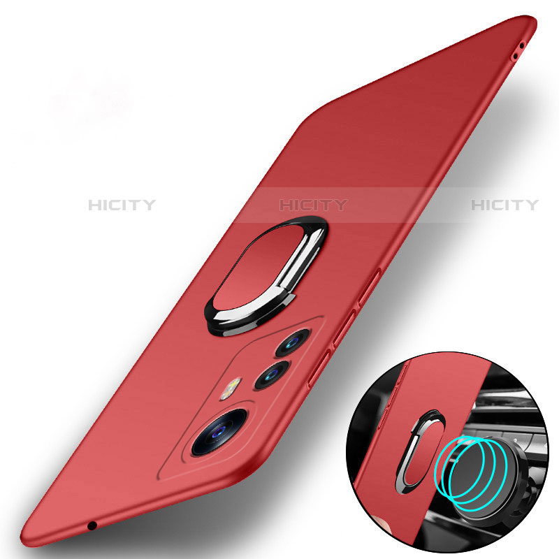 Coque Plastique Housse Etui Rigide Mat avec Support Bague Anneau Aimante Magnetique A01 pour Xiaomi Mi 12X 5G Rouge Plus