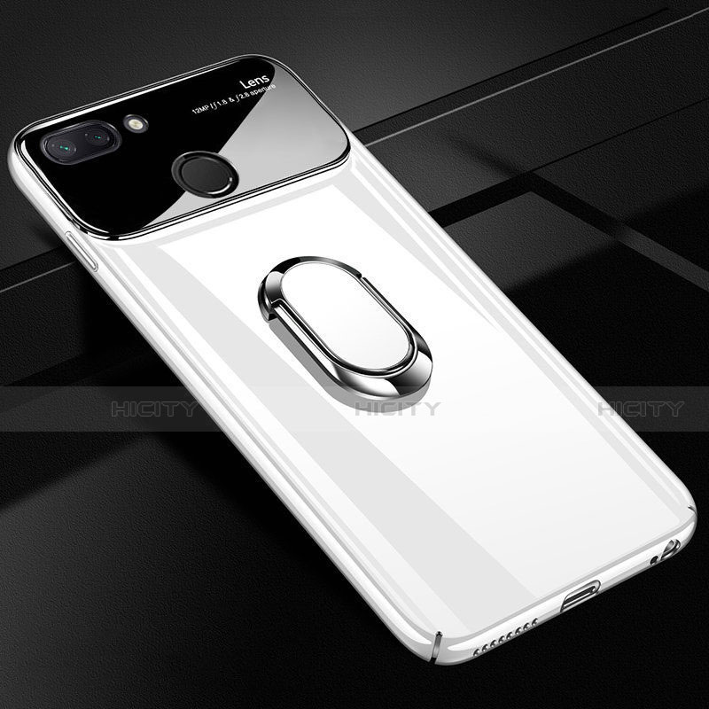 Coque Plastique Housse Etui Rigide Mat avec Support Bague Anneau Aimante Magnetique A01 pour Xiaomi Mi 8 Lite Blanc Plus