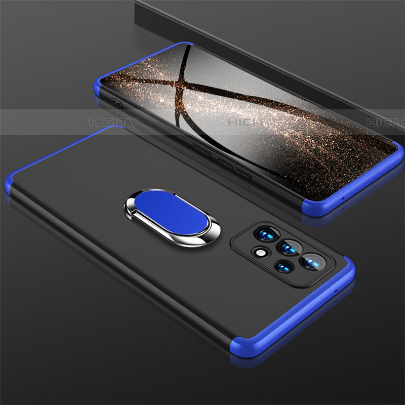 Coque Plastique Housse Etui Rigide Mat avec Support Bague Anneau Aimante Magnetique GK1 pour Samsung Galaxy A53 5G Bleu et Noir Plus