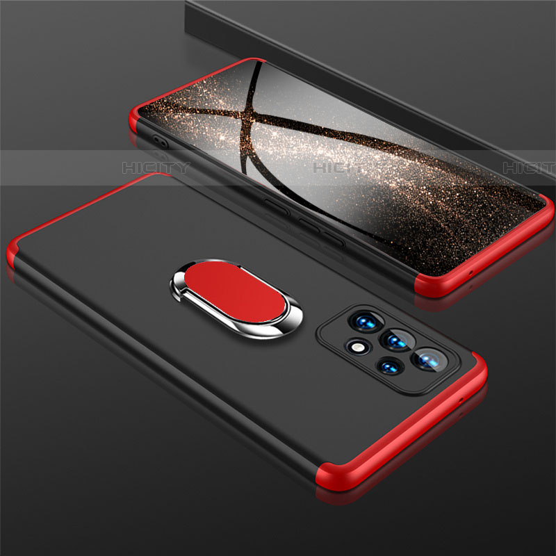 Coque Plastique Housse Etui Rigide Mat avec Support Bague Anneau Aimante Magnetique GK1 pour Samsung Galaxy A53 5G Rouge et Noir Plus