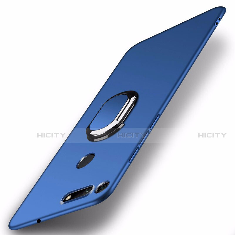 Coque Plastique Housse Etui Rigide Mat avec Support Bague Anneau Aimante Magnetique P01 pour Huawei Honor V20 Bleu Plus