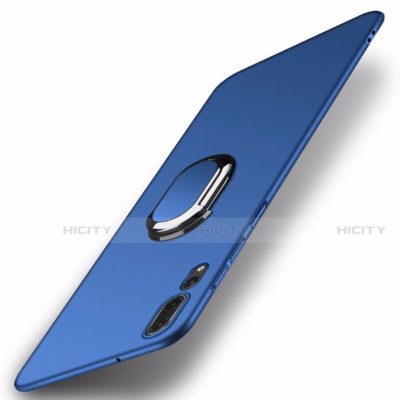 Coque Plastique Housse Etui Rigide Mat avec Support Bague Anneau Aimante Magnetique P01 pour Huawei P20 Pro Bleu Plus