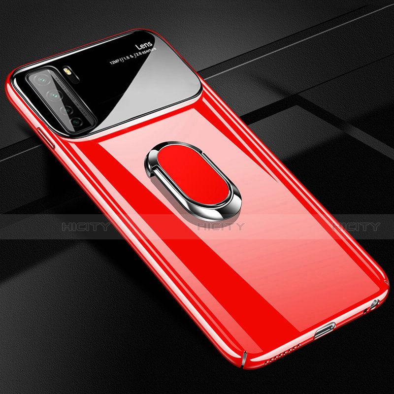 Coque Plastique Housse Etui Rigide Mat avec Support Bague Anneau Aimante Magnetique P01 pour Huawei P40 Lite 5G Rouge Plus