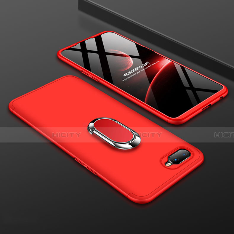 Coque Plastique Housse Etui Rigide Mat avec Support Bague Anneau Aimante Magnetique P01 pour Oppo R15X Rouge Plus