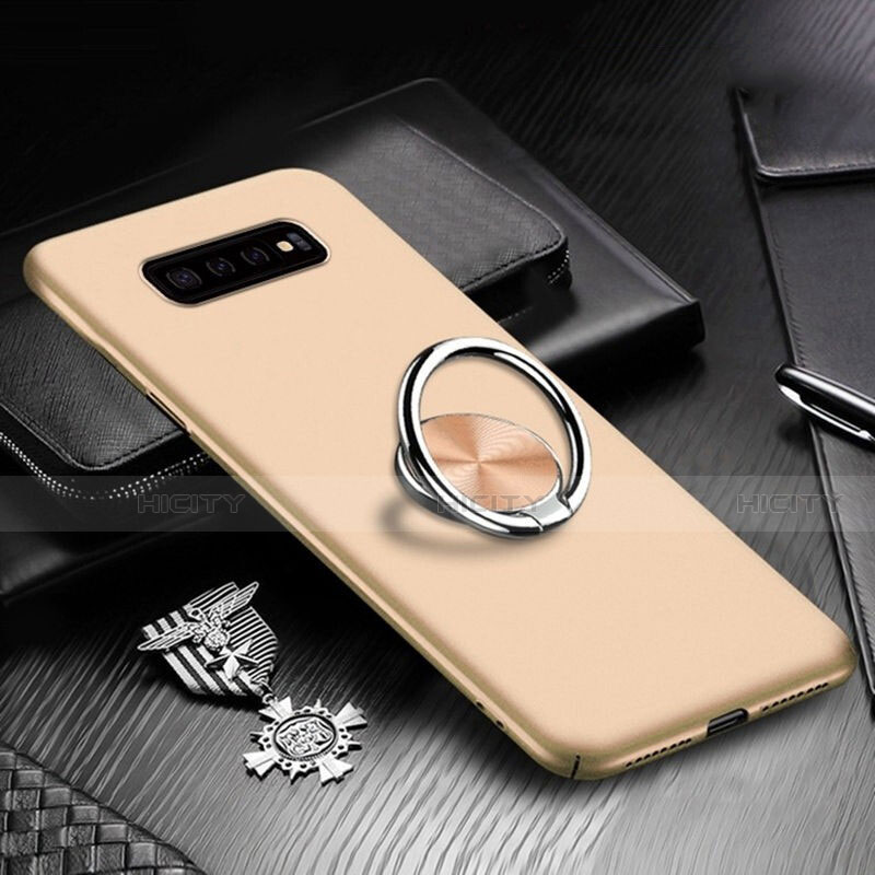 Coque Plastique Housse Etui Rigide Mat avec Support Bague Anneau Aimante Magnetique P01 pour Samsung Galaxy S10 5G Or Plus