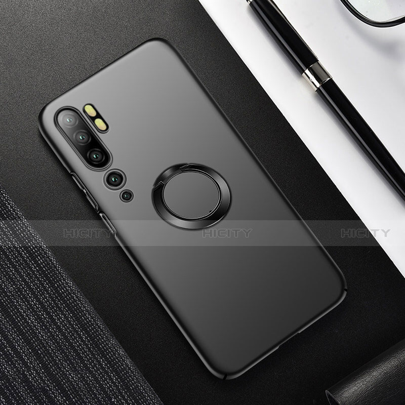 Coque Plastique Housse Etui Rigide Mat avec Support Bague Anneau Aimante Magnetique P01 pour Xiaomi Mi Note 10 Noir Plus