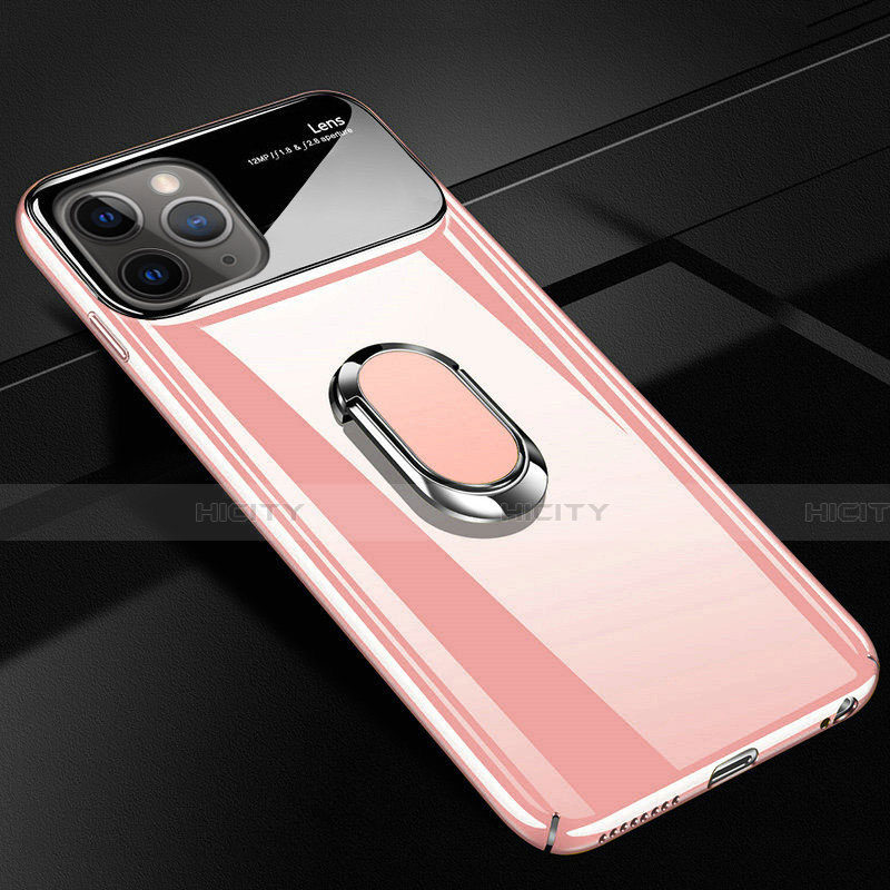 Coque Plastique Housse Etui Rigide Mat avec Support Bague Anneau Aimante Magnetique P02 pour Apple iPhone 11 Pro Rose Plus