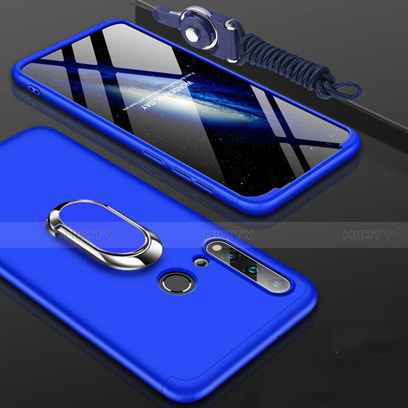 Coque Plastique Housse Etui Rigide Mat avec Support Bague Anneau Aimante Magnetique P02 pour Huawei P20 Lite (2019) Bleu Plus