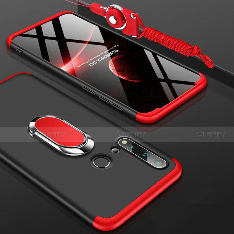 Coque Plastique Housse Etui Rigide Mat avec Support Bague Anneau Aimante Magnetique P02 pour Huawei P20 Lite (2019) Rouge et Noir Plus