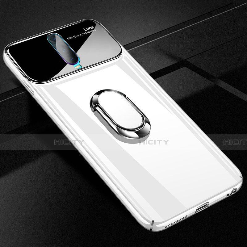 Coque Plastique Housse Etui Rigide Mat avec Support Bague Anneau Aimante Magnetique P02 pour Oppo R17 Pro Blanc Plus