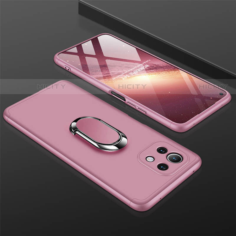 Coque Plastique Housse Etui Rigide Mat avec Support Bague Anneau Aimante Magnetique P02 pour Xiaomi Mi 11 5G Or Rose Plus