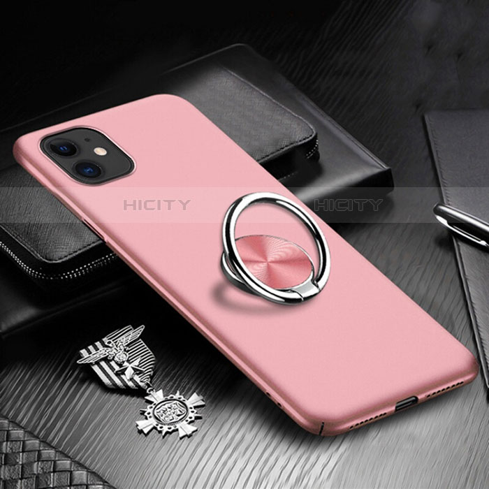 Coque Plastique Housse Etui Rigide Mat avec Support Bague Anneau Aimante Magnetique P03 pour Apple iPhone 11 Rose Plus