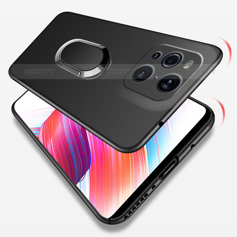 Coque Plastique Housse Etui Rigide Mat avec Support Bague Anneau Aimante Magnetique pour Oppo Find X3 Pro 5G Plus