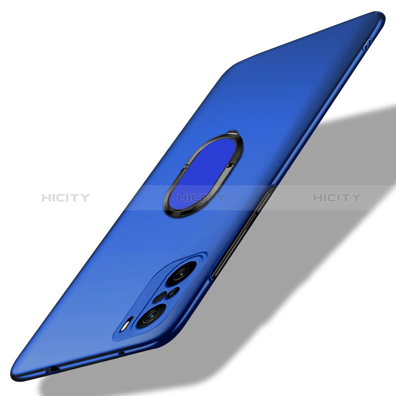 Coque Plastique Housse Etui Rigide Mat avec Support Bague Anneau Aimante Magnetique pour Xiaomi Mi 11i 5G Bleu Plus