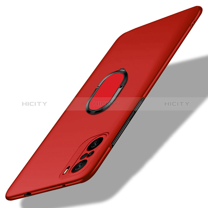 Coque Plastique Housse Etui Rigide Mat avec Support Bague Anneau Aimante Magnetique pour Xiaomi Mi 11i 5G Rouge Plus