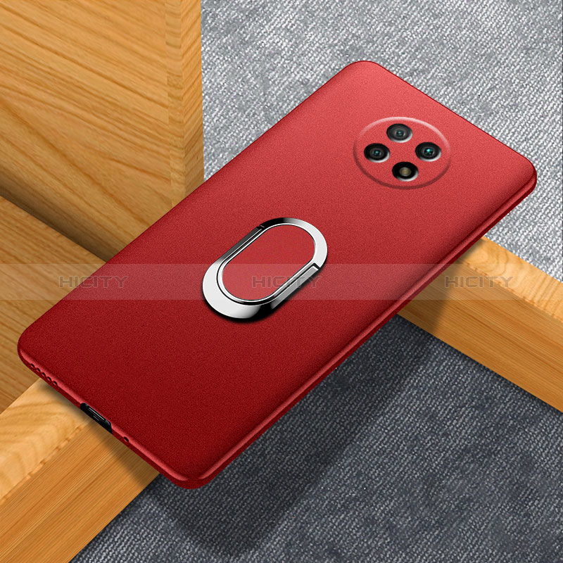 Coque Plastique Housse Etui Rigide Mat avec Support Bague Anneau Aimante Magnetique pour Xiaomi Redmi Note 9T 5G Rouge Plus