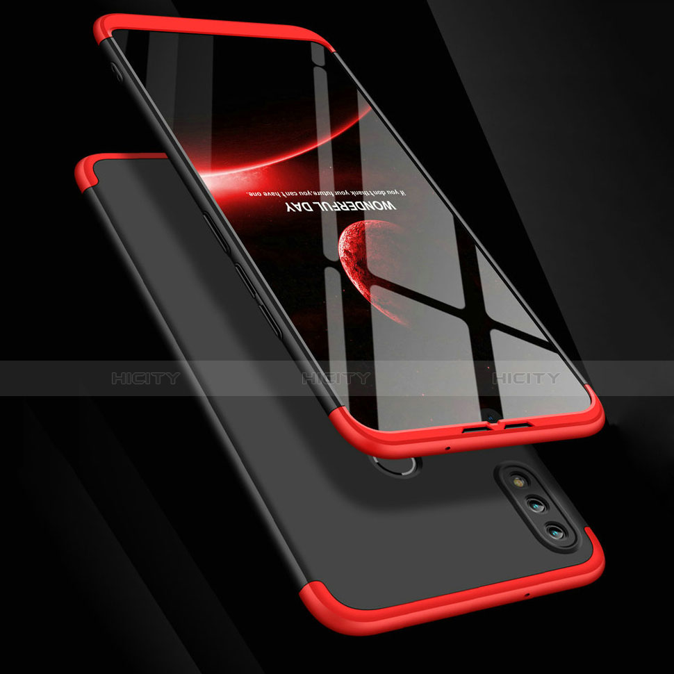 Coque Plastique Mat Protection Integrale 360 Degres Avant et Arriere avec Support Bague Anneau Aimante Magnetique pour Huawei Enjoy 9 Plus Rouge et Noir Plus