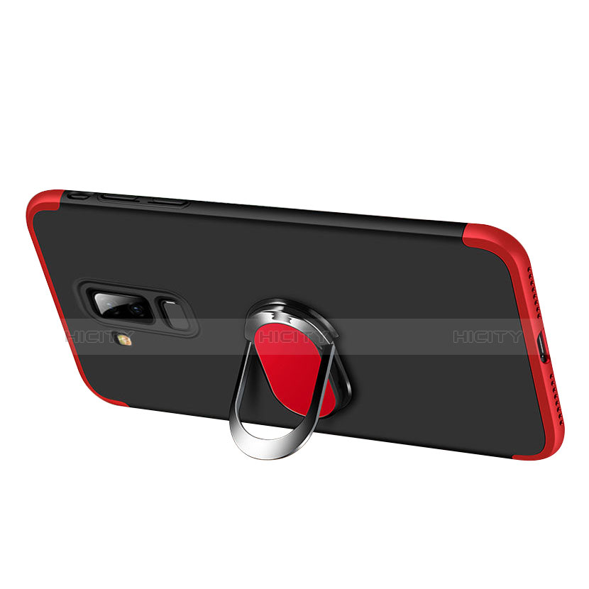 Coque Plastique Mat Protection Integrale 360 Degres Avant et Arriere avec Support Bague Anneau Q01 pour Samsung Galaxy A6 Plus Rouge et Noir Plus