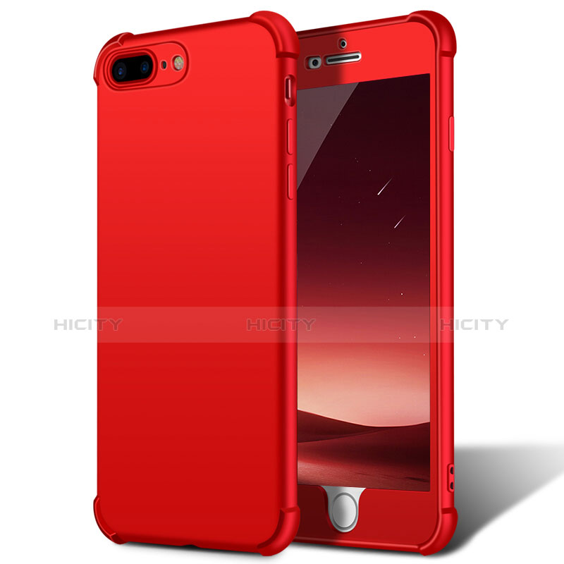 Coque Plastique Mat Protection Integrale 360 Degres Avant et Arriere D01 pour Apple iPhone 7 Plus Rouge Plus