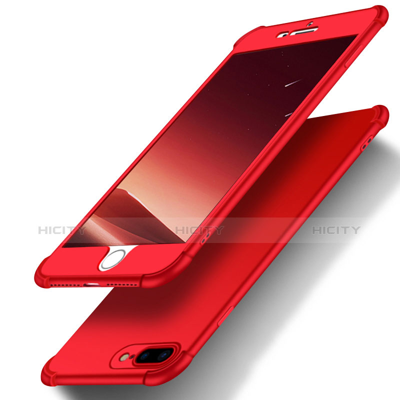 Coque Plastique Mat Protection Integrale 360 Degres Avant et Arriere D01 pour Apple iPhone 7 Plus Rouge Plus