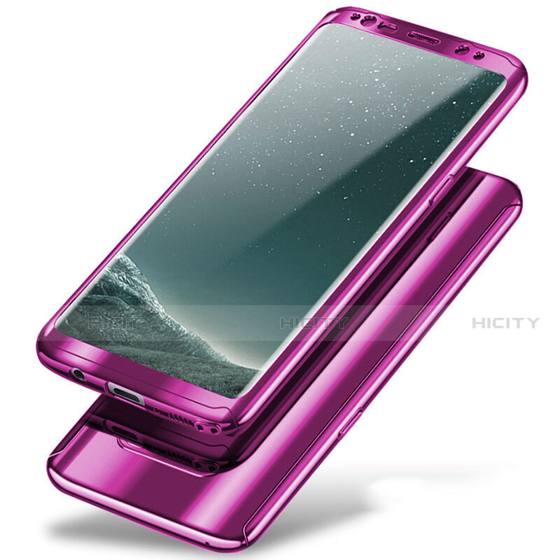 Coque Plastique Mat Protection Integrale 360 Degres Avant et Arriere Etui Housse A01 pour Samsung Galaxy Note 8 Duos N950F Violet Plus