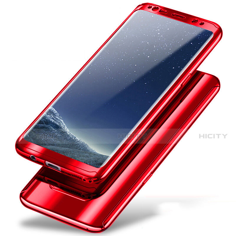 Coque Plastique Mat Protection Integrale 360 Degres Avant et Arriere Etui Housse A01 pour Samsung Galaxy Note 8 Rouge Plus