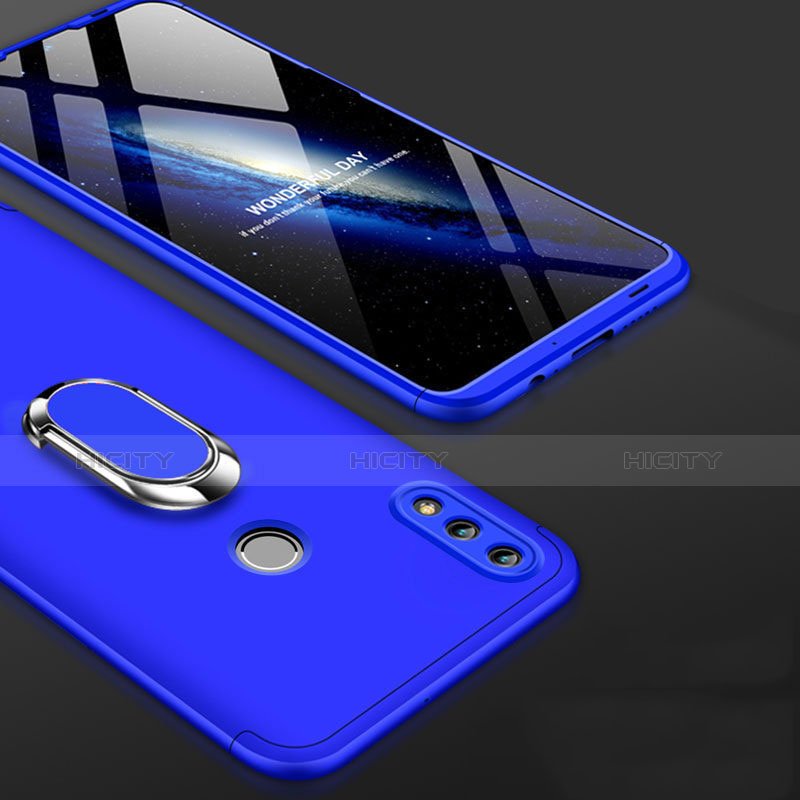 Coque Plastique Mat Protection Integrale 360 Degres Avant et Arriere Etui Housse avec Support Bague Anneau pour Huawei Honor 10 Lite Bleu Plus