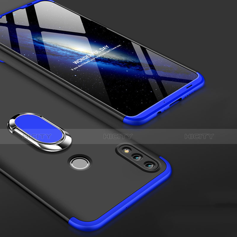 Coque Plastique Mat Protection Integrale 360 Degres Avant et Arriere Etui Housse avec Support Bague Anneau pour Huawei Honor 10 Lite Bleu et Noir Plus