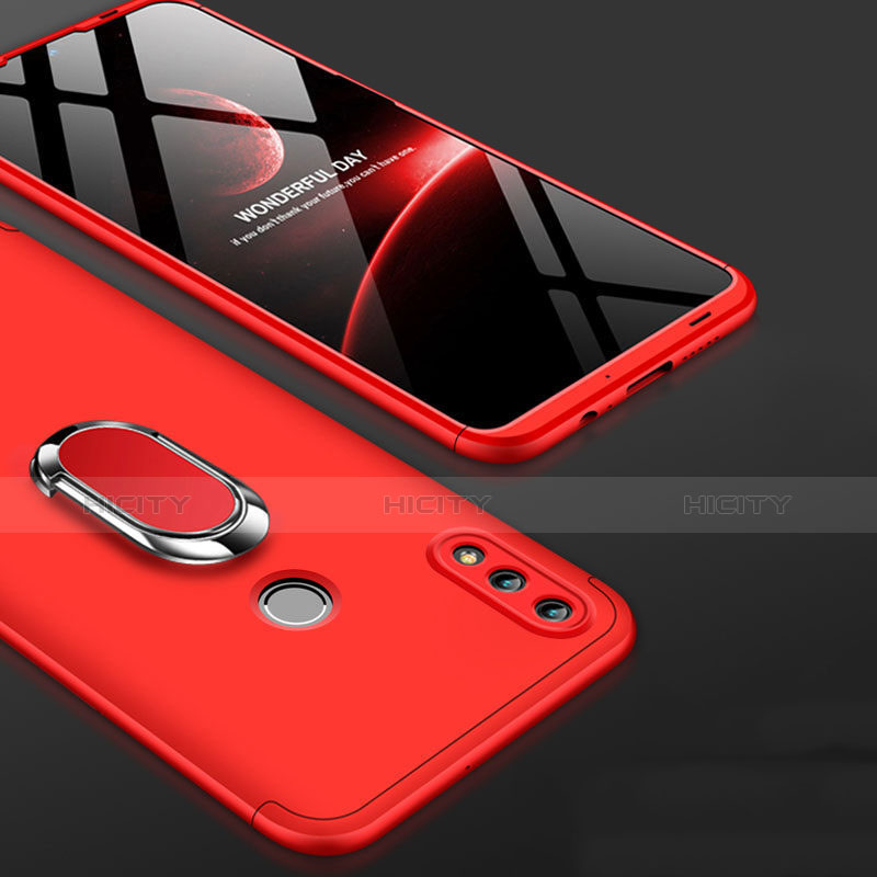 Coque Plastique Mat Protection Integrale 360 Degres Avant et Arriere Etui Housse avec Support Bague Anneau pour Huawei Honor 10 Lite Rouge Plus