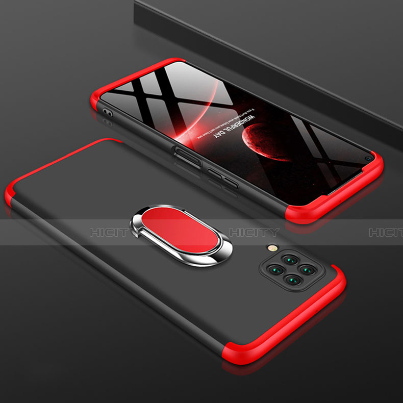 Coque Plastique Mat Protection Integrale 360 Degres Avant et Arriere Etui Housse avec Support Bague Anneau pour Huawei Nova 6 SE Rouge et Noir Plus