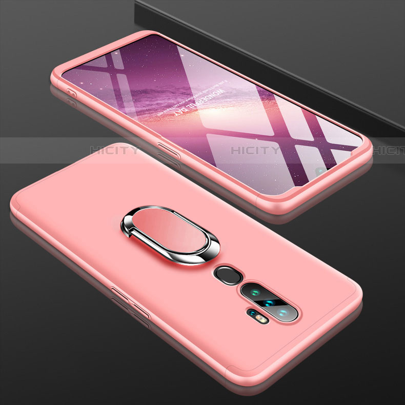 Coque Plastique Mat Protection Integrale 360 Degres Avant et Arriere Etui Housse avec Support Bague Anneau pour Oppo A11 Or Rose Plus