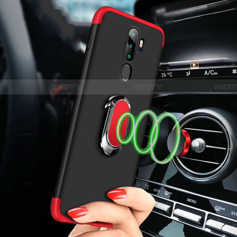 Coque Plastique Mat Protection Integrale 360 Degres Avant et Arriere Etui Housse avec Support Bague Anneau pour Oppo A11X Plus