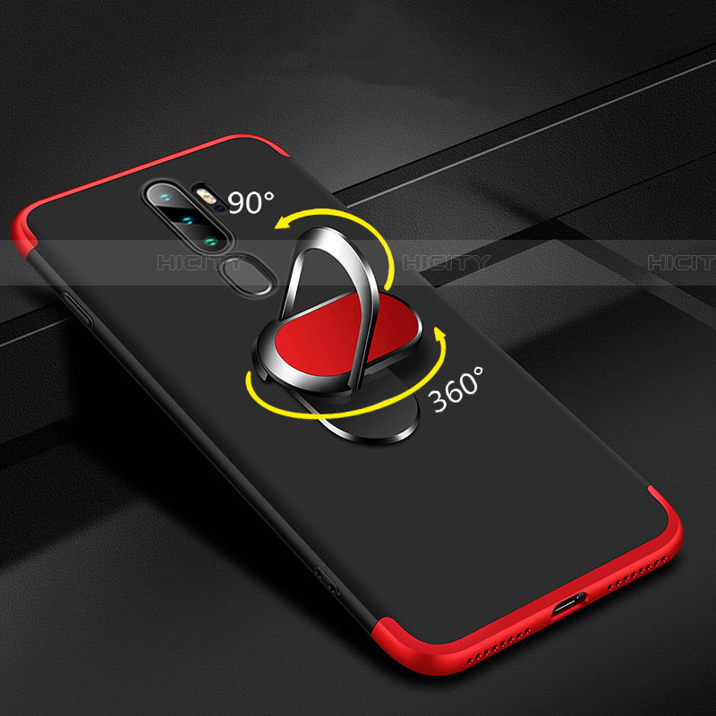 Coque Plastique Mat Protection Integrale 360 Degres Avant et Arriere Etui Housse avec Support Bague Anneau pour Oppo A9 (2020) Plus