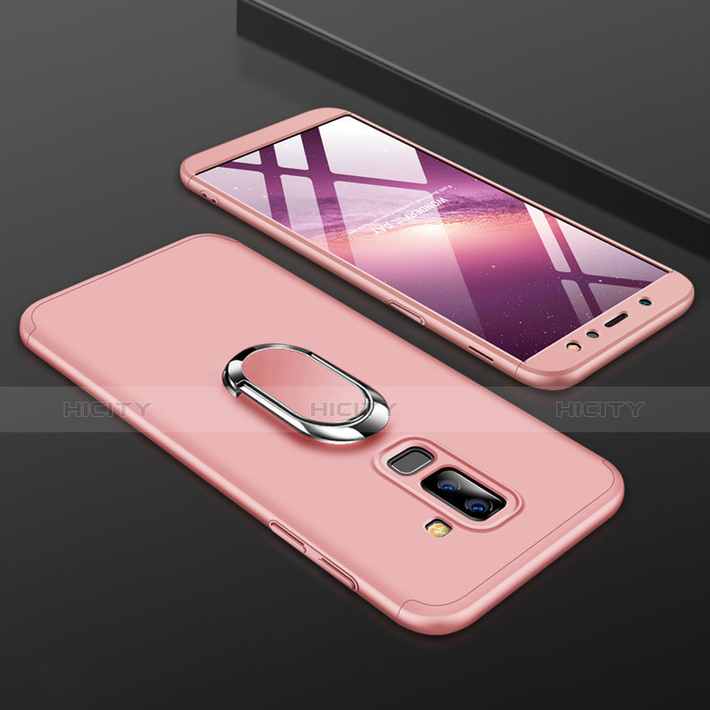 Coque Plastique Mat Protection Integrale 360 Degres Avant et Arriere Etui Housse avec Support Bague Anneau pour Samsung Galaxy A6 Plus (2018) Rose Plus