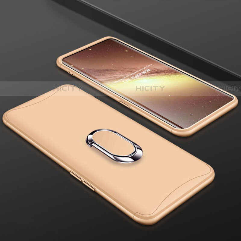 Coque Plastique Mat Protection Integrale 360 Degres Avant et Arriere Etui Housse avec Support Bague Anneau S01 pour Oppo Find X Or Plus