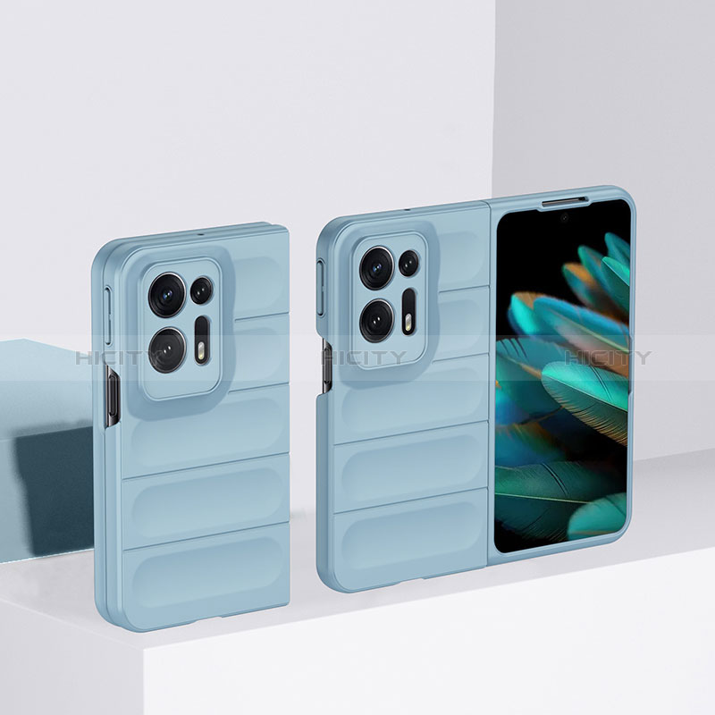 Coque Plastique Mat Protection Integrale 360 Degres Avant et Arriere Etui Housse BH1 pour Oppo Find N2 5G Bleu Ciel Plus