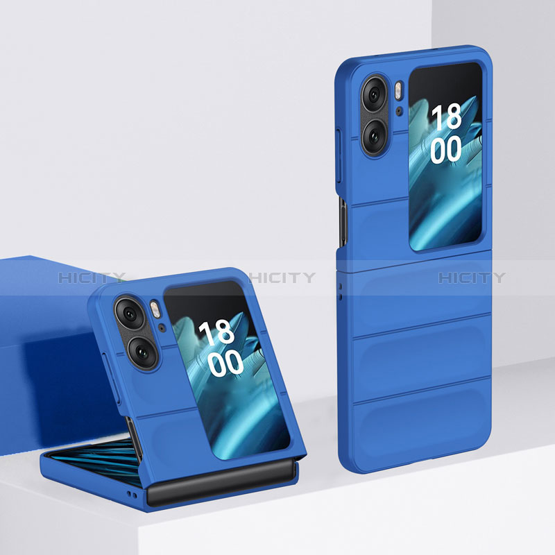 Coque Plastique Mat Protection Integrale 360 Degres Avant et Arriere Etui Housse BH1 pour Oppo Find N2 Flip 5G Bleu Plus