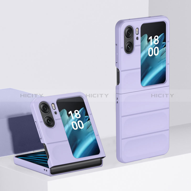 Coque Plastique Mat Protection Integrale 360 Degres Avant et Arriere Etui Housse BH1 pour Oppo Find N2 Flip 5G Violet Plus