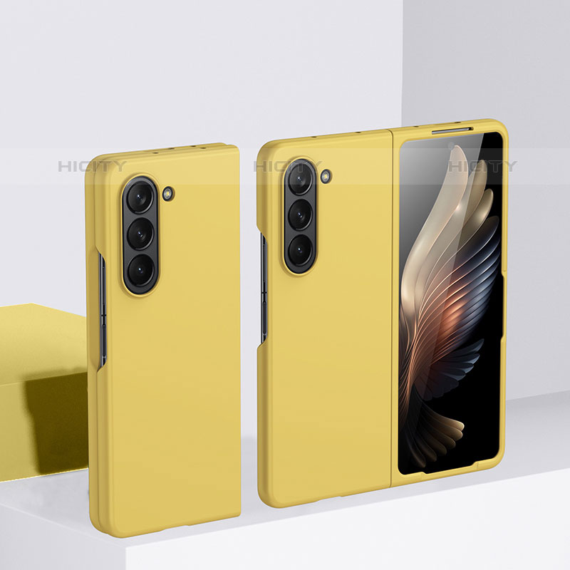 Coque Plastique Mat Protection Integrale 360 Degres Avant et Arriere Etui Housse BH1 pour Samsung Galaxy Z Fold5 5G Jaune Plus