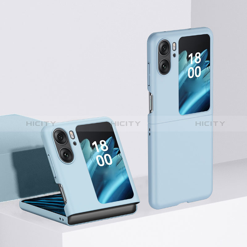 Coque Plastique Mat Protection Integrale 360 Degres Avant et Arriere Etui Housse BH2 pour Oppo Find N2 Flip 5G Bleu Ciel Plus