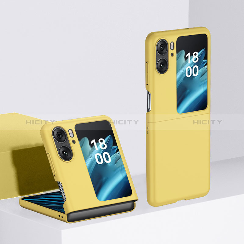 Coque Plastique Mat Protection Integrale 360 Degres Avant et Arriere Etui Housse BH2 pour Oppo Find N2 Flip 5G Jaune Plus