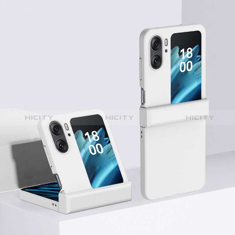 Coque Plastique Mat Protection Integrale 360 Degres Avant et Arriere Etui Housse BH3 pour Oppo Find N2 Flip 5G Blanc Plus