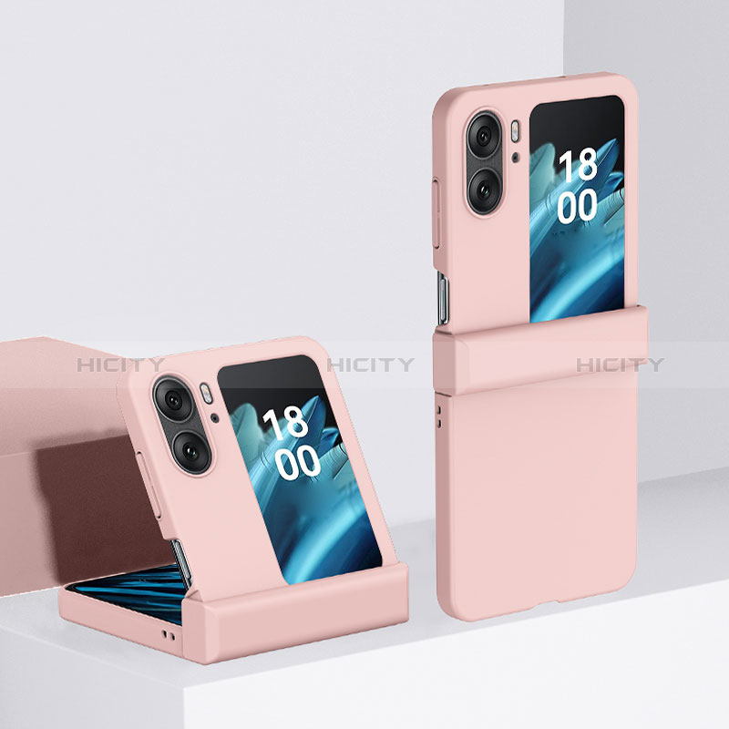 Coque Plastique Mat Protection Integrale 360 Degres Avant et Arriere Etui Housse BH3 pour Oppo Find N2 Flip 5G Rose Plus