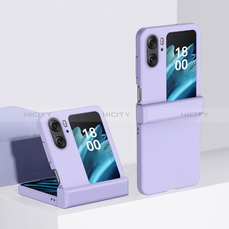 Coque Plastique Mat Protection Integrale 360 Degres Avant et Arriere Etui Housse BH3 pour Oppo Find N2 Flip 5G Violet Plus